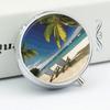 3 Compartment Medicine Pill Case Beach Palm Tree Chairs Boats Printed Round Pill Box Small Pill Organizer Box for Pocket Purse Briefcase Pills Medicine Cod Liver Oil Storage Box Earplug Case view 4