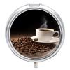 3 Compartment Medicine Pill Case Coffee Cup and Coffee Beans Printed Round Pill Box Small Pill Organizer Box for Pocket Purse Briefcase Pills Medicine Cod Liver Oil Storage Box Earplug Case view 1