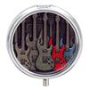 3 Compartment Medicine Pill Case Guitar Pattern Printed Round Pill Box Small Pill Organizer Box for Pocket Purse Briefcase Pills Medicine Cod Liver Oil Storage Box Earplug Case view 1