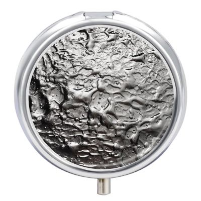 3 Compartment Medicine Pill Case Silver Texture Printed Round Pill Box Small Pill Organizer Box for Pocket Purse Briefcase Pills Medicine Cod Liver Oil Storage Box Earplug Case