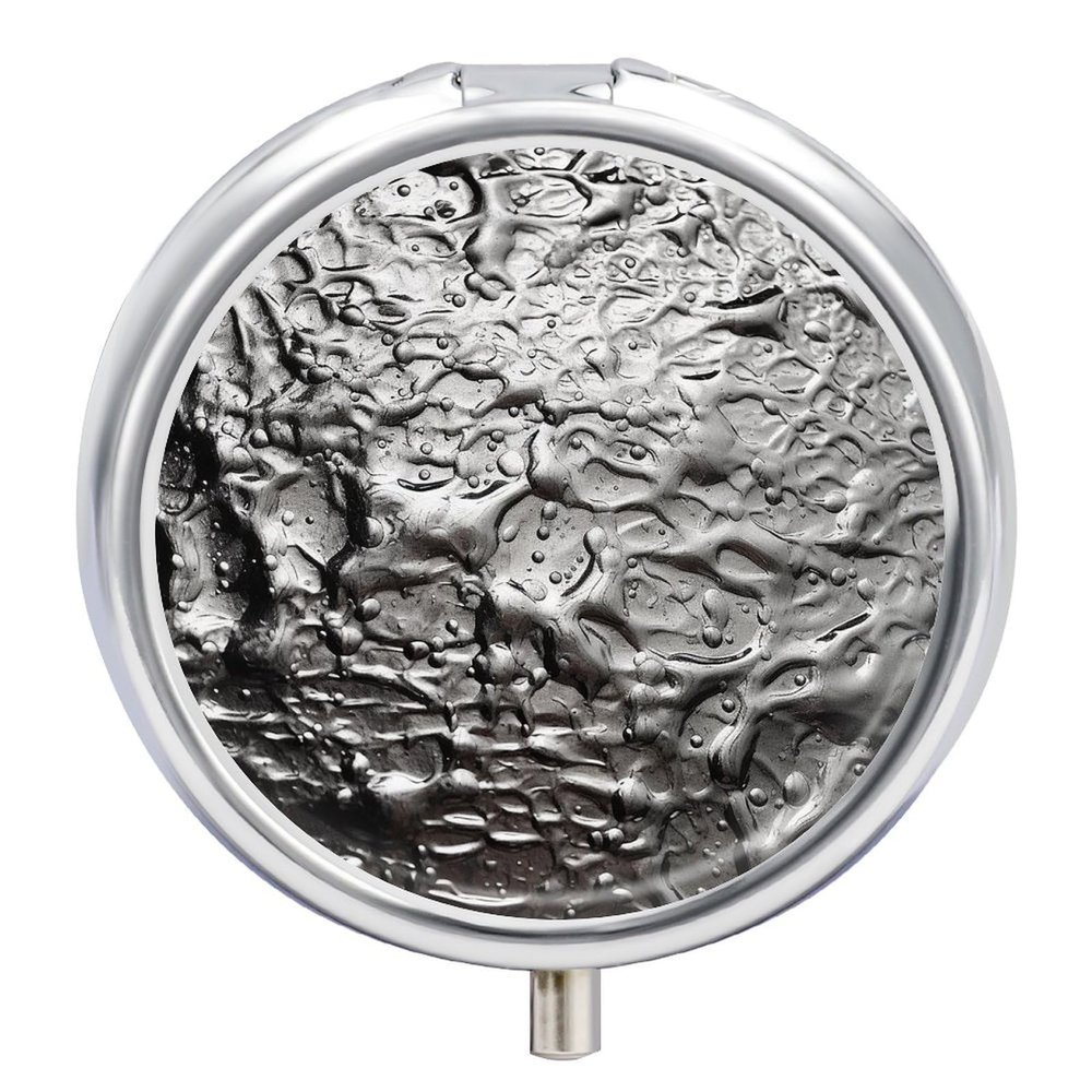 3 Compartment Medicine Pill Case Silver Texture Printed Round Pill Box Small Pill Organizer Box for Pocket Purse Briefcase Pills Medicine Cod Liver Oil Storage Box Earplug Case