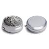 3 Compartment Medicine Pill Case Silver Texture Printed Round Pill Box Small Pill Organizer Box for Pocket Purse Briefcase Pills Medicine Cod Liver Oil Storage Box Earplug Case view 3