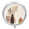3 Compartment Medicine Pill Case Beige and Brown Printed Round Pill Box Small Pill Organizer Box for Pocket Purse Briefcase Pills Medicine Cod Liver Oil Storage Box Earplug Case view 1