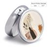 3 Compartment Medicine Pill Case Beige and Brown Printed Round Pill Box Small Pill Organizer Box for Pocket Purse Briefcase Pills Medicine Cod Liver Oil Storage Box Earplug Case view 2