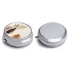 3 Compartment Medicine Pill Case Beige and Brown Printed Round Pill Box Small Pill Organizer Box for Pocket Purse Briefcase Pills Medicine Cod Liver Oil Storage Box Earplug Case view 3