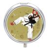 3 Compartment Medicine Pill Case Taekwondo Design Printed Round Pill Box Small Pill Organizer Box for Pocket Purse Briefcase Pills Medicine Cod Liver Oil Storage Box Earplug Case view 1
