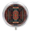 3 Compartment Medicine Pill Case Mexican Style Pattern Printed Round Pill Box Small Pill Organizer Box for Pocket Purse Briefcase Pills Medicine Cod Liver Oil Storage Box Earplug Case view 1