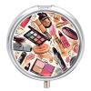 3 Compartment Medicine Pill Case Makeup Theme Pattern Printed Round Pill Box Small Pill Organizer Box for Pocket Purse Briefcase Pills Medicine Cod Liver Oil Storage Box Earplug Case view 1