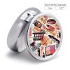 3 Compartment Medicine Pill Case Makeup Theme Pattern Printed Round Pill Box Small Pill Organizer Box for Pocket Purse Briefcase Pills Medicine Cod Liver Oil Storage Box Earplug Case view 2