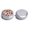 3 Compartment Medicine Pill Case Makeup Theme Pattern Printed Round Pill Box Small Pill Organizer Box for Pocket Purse Briefcase Pills Medicine Cod Liver Oil Storage Box Earplug Case view 3