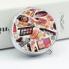 3 Compartment Medicine Pill Case Makeup Theme Pattern Printed Round Pill Box Small Pill Organizer Box for Pocket Purse Briefcase Pills Medicine Cod Liver Oil Storage Box Earplug Case view 4