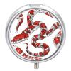 3 Compartment Medicine Pill Case Red and White Snake Printed Round Pill Box Small Pill Organizer Box for Pocket Purse Briefcase Pills Medicine Cod Liver Oil Storage Box Earplug Case view 1