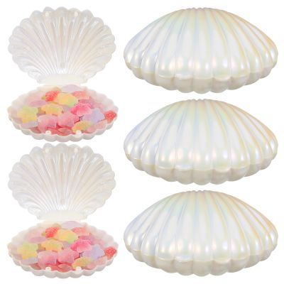 Cabilock Pearl Colored Shell Candy Box 10-Pack Mini Sea Shell Containers Plastic Party Favor Boxes for Wedding Birthday Shower Packaging and Jewelry Storage