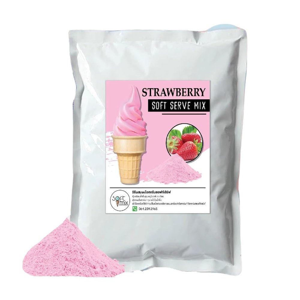 Soft=Mix Soft serve ice cream powder 1 kg. (1 kg., Strawberry)