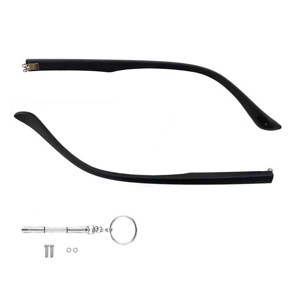 1 Pair Glasses Replacement Temple Arms, Eyeglass Arms Legs Replacement Repair Kit Universal, Double Convex Teeth, Black