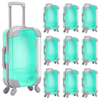 AIOMOB 10 Pack Mini Suitcase Party Favor Gift Box Plastic False Eyelashes Packaging Luggage Box for Travel Wedding Bachelorette Party Bridesmaid Bridal Shower Favors Decorations (Green)