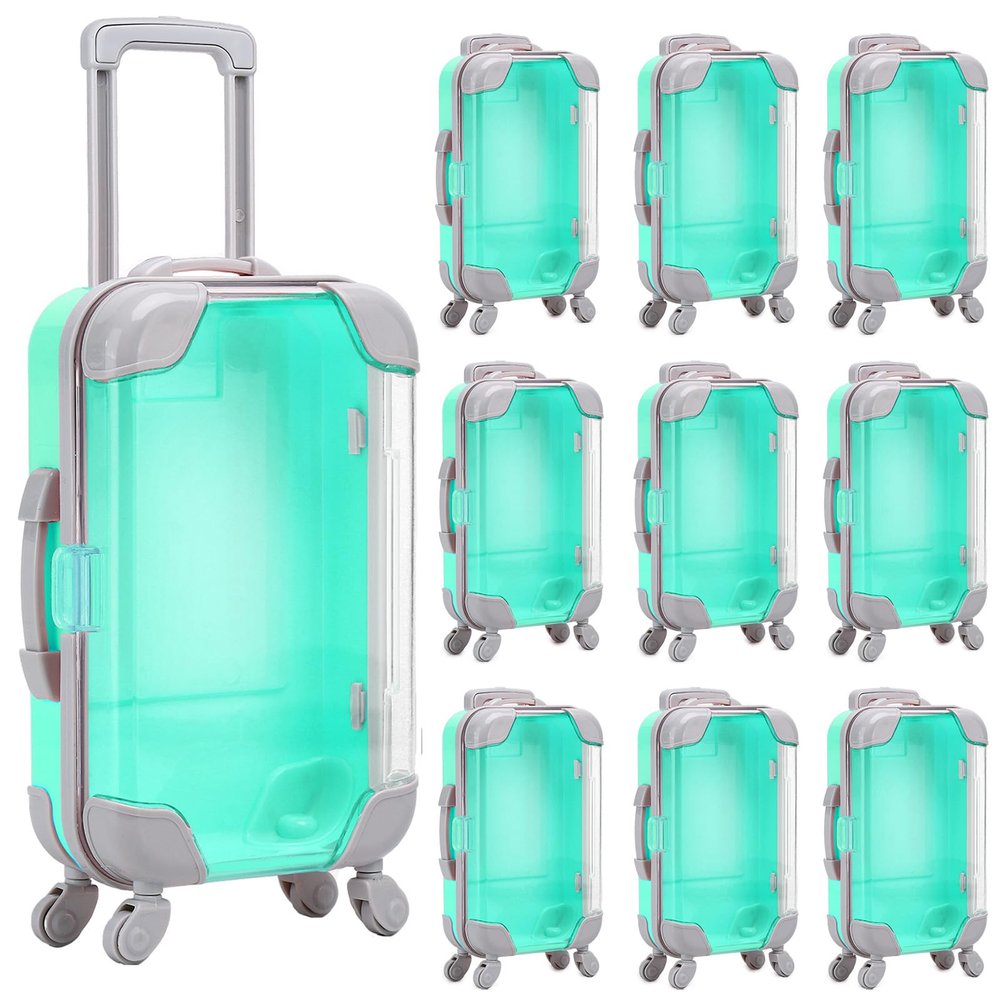 AIOMOB 10 Pack Mini Suitcase Party Favor Gift Box Plastic False Eyelashes Packaging Luggage Box for Travel Wedding Bachelorette Party Bridesmaid Bridal Shower Favors Decorations (Green)
