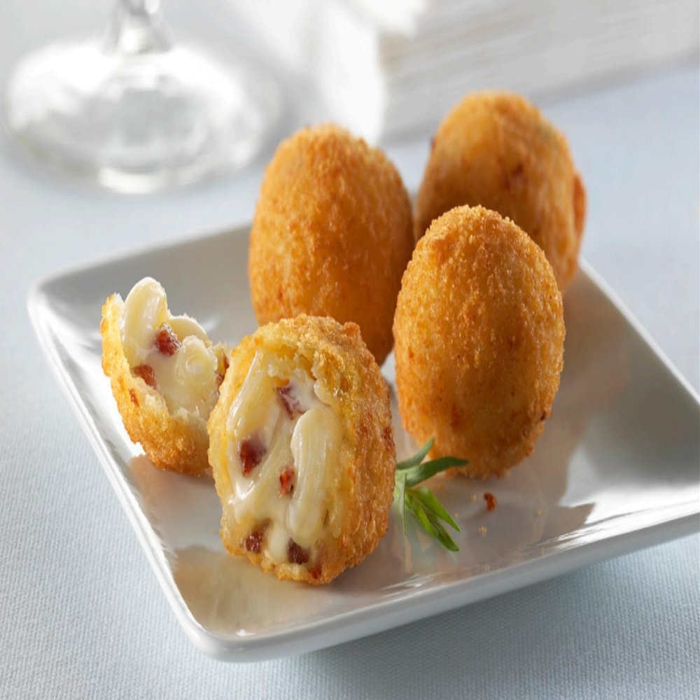 Stuffed Foods Bacon Cheddar Mac & Cheese Bites, Frozen, 200 Pieces, 4 Packs of 2.34 lbs Each, Gourmet Appetizer for Chefs
