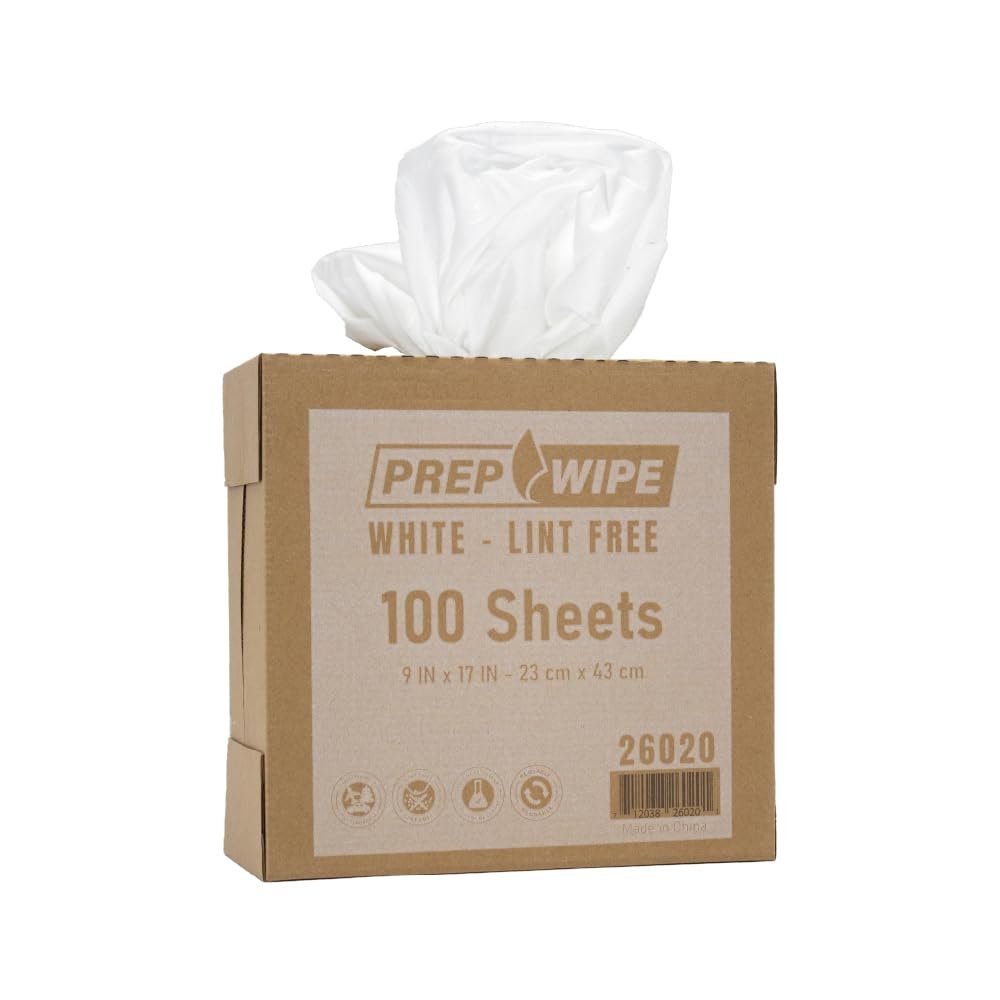 PrepWipe Heavy Duty Cleaning Towels, Lint Free Cleaning, Industrial Paper, Disposable Towels Pack of 100 Sheets 9"x17" (White) (White, 1 Pack (100 Sheets))