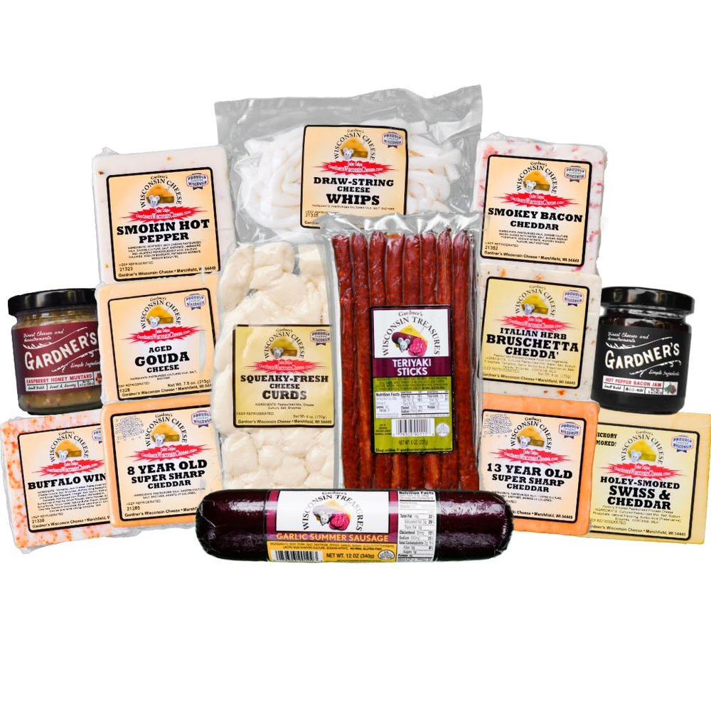 Gardner's Wisconsin Cheese, The Charcuterie Deluxe Bundle - Artisan Cheese and Meats Made in Wisconsin, Perfect for Gifting, Football Season, Tailgating, and more - Shipped Directly To Your Door