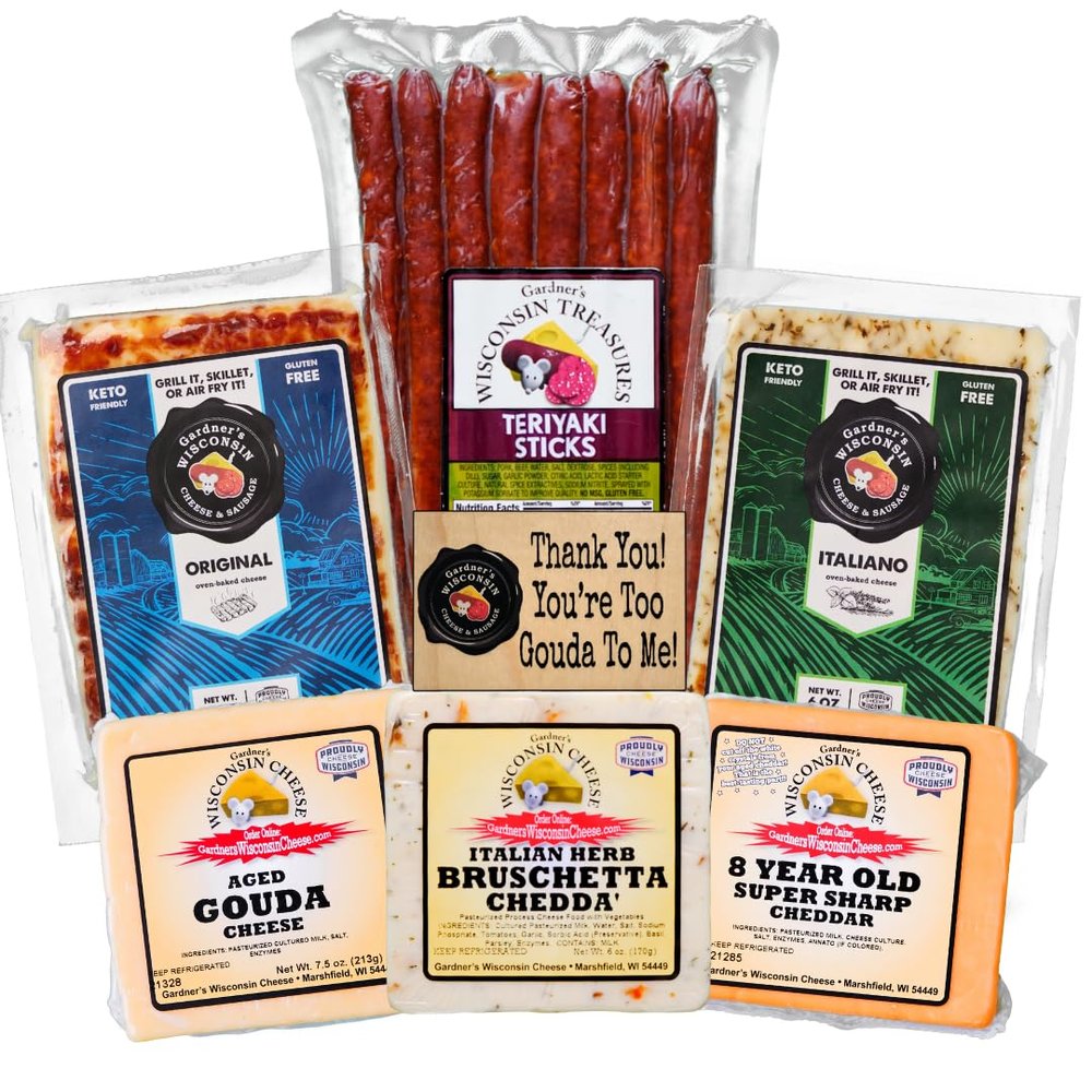 Gardner's Wisconsin Cheese, Thank You Gift Package - Artisan Cheese and Meats Made in Wisconsin, Perfect for Gifting, Football Season, Tailgating - Shipped Directly To Your Door