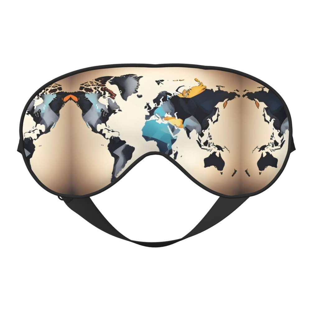 Abstract World Map Print Block Out Light Sleeping Eye Mask,Night Blindfold, Breathable Soft Eye Shade Cover Gifts