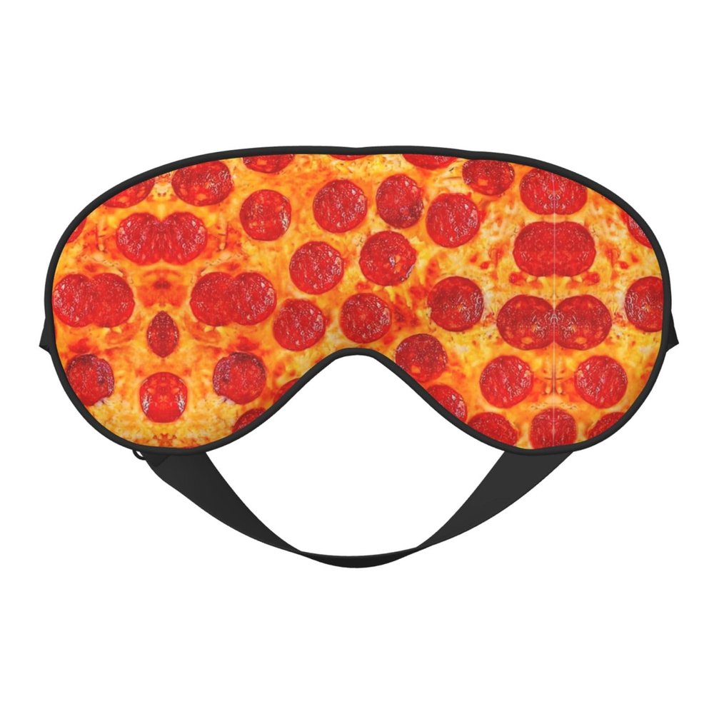 3D Pizza Pepperoni Print Block Out Light Sleeping Eye Mask,Night Blindfold, Breathable Soft Eye Shade Cover Gifts