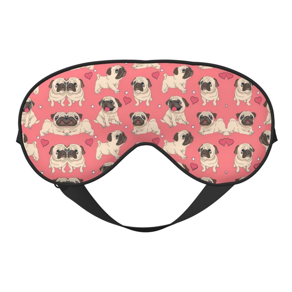 Pug Dog Print Block Out Light Sleeping Eye Mask,Night Blindfold, Breathable Soft Eye Shade Cover Gifts