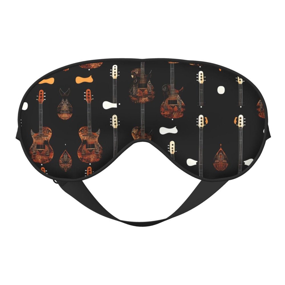 Art Guitar Pattern Print Print Block Out Light Sleeping Eye Mask,Night Blindfold, Breathable Soft Eye Shade Cover Gifts