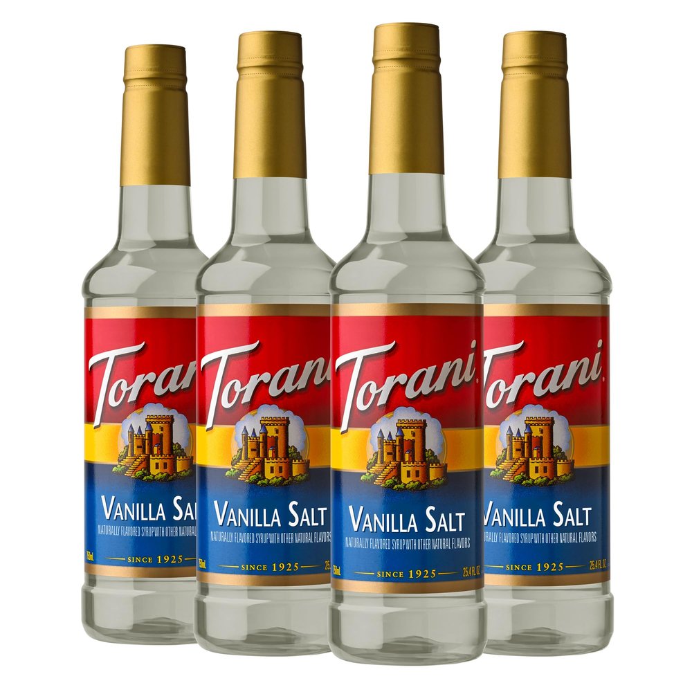 Torani Salted Vanilla Flavored Drink Syrup, 25.4 fl oz (Pack of 4)