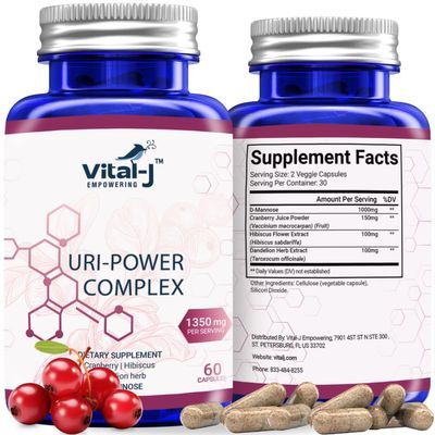 4-IN-1 URI POWER COMPLEX 1350mg - 60 day - D Mannose, Cranberry, Hibiscus, and Dandelion Herb - Naturally Cleanse the Bladder and Urinary Tract  Specialized Approach for UTI Avoidance Pack of 2