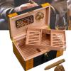 Cigar Humidor, Cigar Box With Cedar Lining And Dividers, Humidor With Hygrometer And Humidifiers, Gloss Piano Finish, Cigar Accessories, Holds 150 Cigars Cigar Gifts For Men view 1