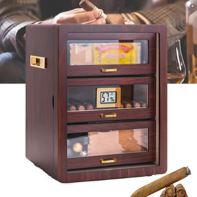 Cigar Humidor, Cedar Humidors, Cedar Lining And Dividers Humidor With Hygrometer And Humidifiers, Gloss Piano Finish, Holds 150 Cigars, Cigar Accessories, Cigar Gifts For Men,Color-B