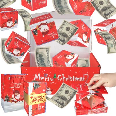 AMIITRY Surprise Gift Box Explosion, Surprise Money Gift Box for Christmas, Folding Bouncing Money Gift Boxes for Christmas Anniversary, 12 Bounces (Red)