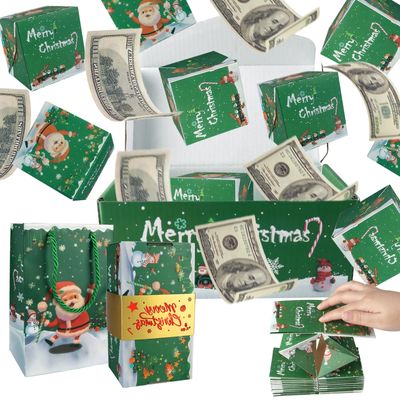 AMIITRY Surprise Gift Box Explosion, Money Surprise Box Gift Boxes, Christmas Folding Bouncing Money Gift Boxes for Christmas Anniversary, 12 Bounces (Green)