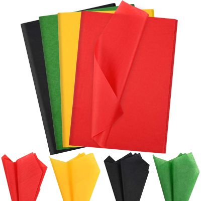120 Sheets Black History Month Tissue Paper Red Black Yellow Green Tissue Paper Assorted Colors Gift Wrapping Papers for Juneteenth Black History Month Kwanzaa Festival DIY Craft, 20 14 Inches