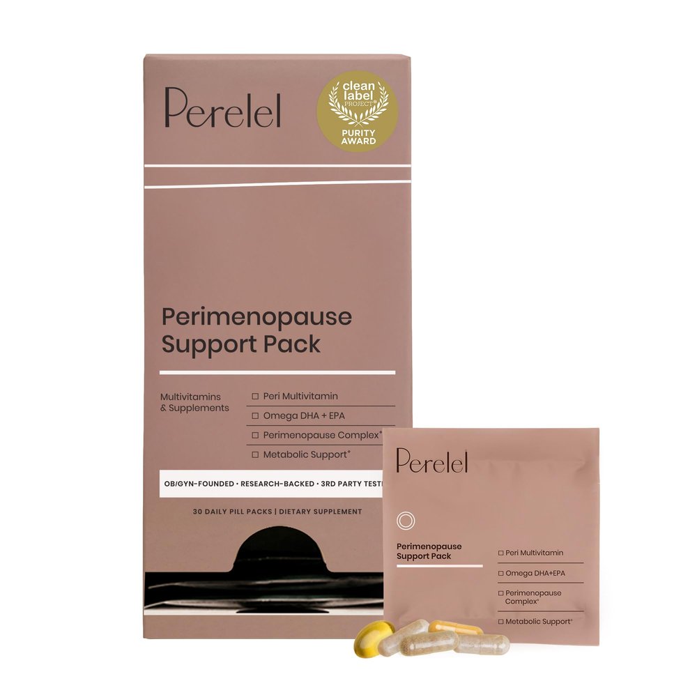 Perelel Peri Support Pack, Perimenopause Vitamins for Women, for Womens Nutrition Support & Overall Wellness, Soy & Gluten Free, Non GMO, 30 Daily Pill Packs