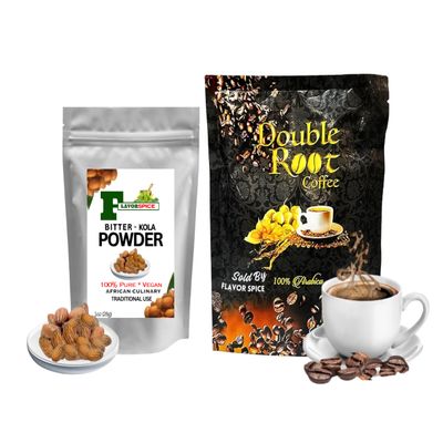Double root Coffee 6 counts 1 PACK | With Traditional Premium Kola Powder 1oz | African Bitter Kola Nut Powder | for Culinary