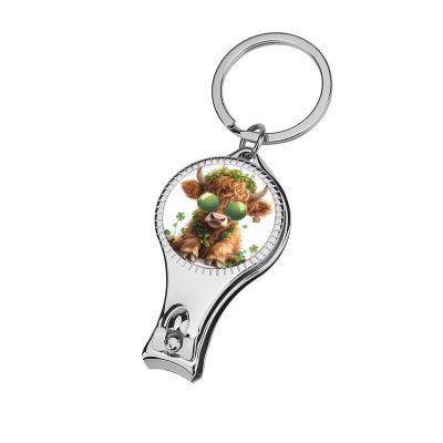 Cute Cartoon Baby Highland Cow Nail Clippers Toenail Clipper Cutters Green Sunglasses and Four Leaf Clover Wreath Professional Nail Trimmer Nail Cuticle Cutter for Women Men