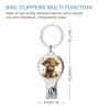 Cute Cartoon Baby Highland Cow Nail Clippers Toenail Clipper Cutters Green Sunglasses and Four Leaf Clover Wreath Professional Nail Trimmer Nail Cuticle Cutter for Women Men view 2