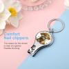 Cute Cartoon Baby Highland Cow Nail Clippers Toenail Clipper Cutters Green Sunglasses and Four Leaf Clover Wreath Professional Nail Trimmer Nail Cuticle Cutter for Women Men view 4