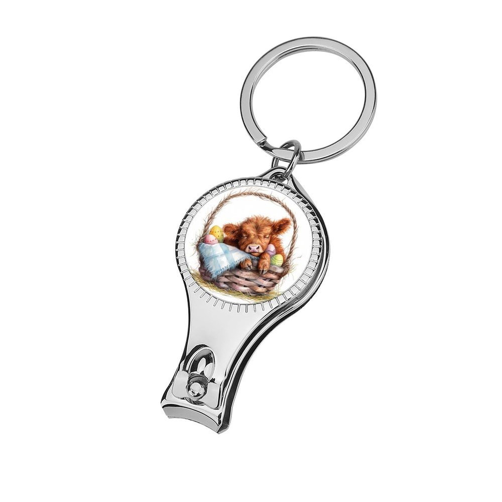 A Highland Cow Baby Sleeping Inside an Easter Basket Nail Clippers Toenail Clipper Cutters Easter Eggs Professional Nail Trimmer Nail Cuticle Cutter for Women Men