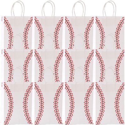 Baseball Gift Bags 12pcs Paper Party Bag with Handle Baseball Pattern Candy Bag Sport Theme Birthday Party Decorations