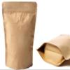 8 Ounce 50 Pieces Coffee Bags with Ziplock - High Barrier Natural Kraft Paper Stand up Coffee Pouches with Air Release/One Way Degassing Valve & Reusable Zipper (50, 8oz/0.5lb/250gm) view 1