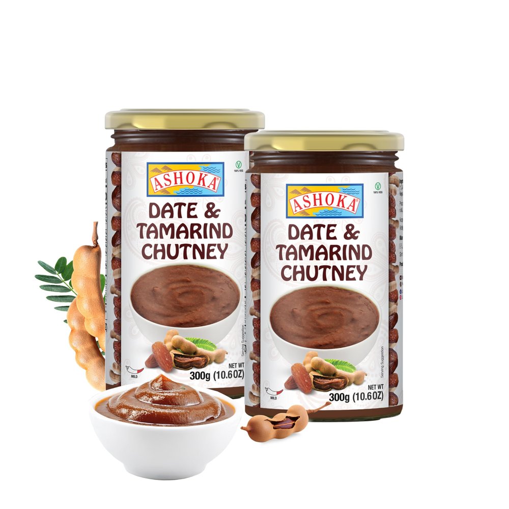 Ashoka Date & Tamarind Chutney | Mild Spiced | Authentic Indian Recipe Since 1932 | Kosher Certified | Vegan | Gluten-Free | Great for BBQs, Wings, and Salads | Pack of 2