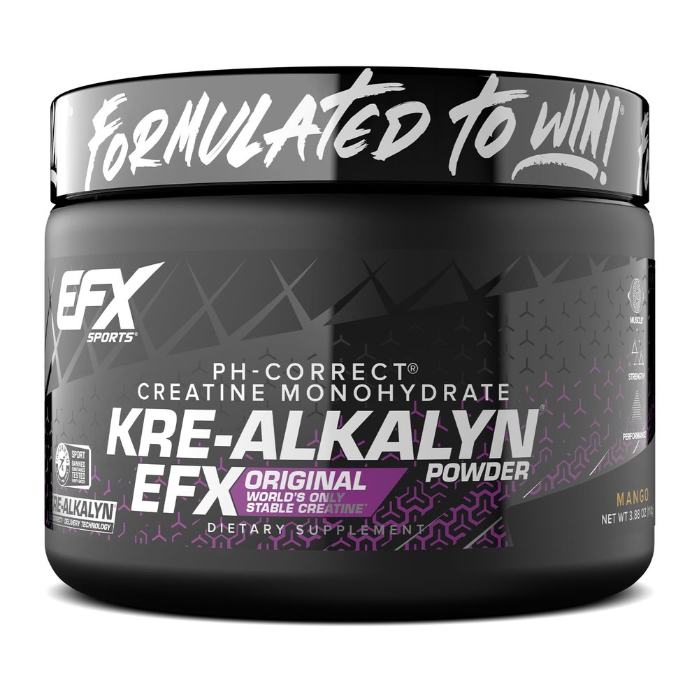 EFX Sports Kre-Alkalyn EFX Powder | pH Correct Creatine Monohydrate Powder Supplement | Strength, Muscle Growth & Performance | 55 Servings (Mango)