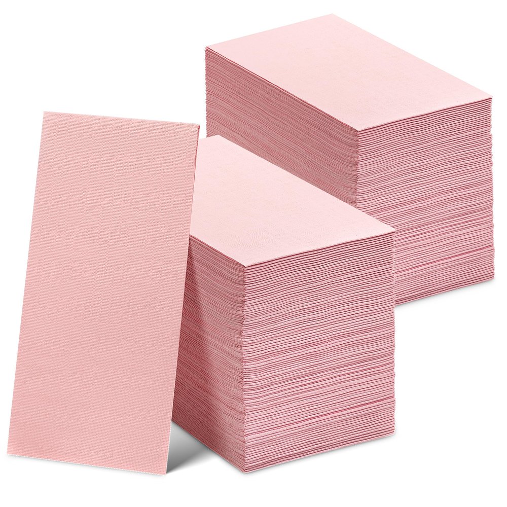 300 Pack Disposable Pink Napkins Paper, 3-Ply, 12" x 17" Black Paper Napkins, Decorative Hand Guest Towels, For Wedding, Kitchen or Event