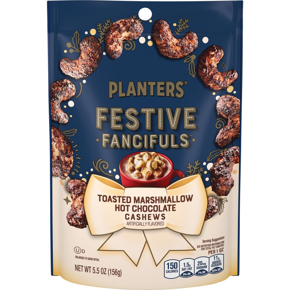 PLANTERS Toasted Marshmallow Hot Chocolate Cashews, 5.5 oz Bag, Limited Edition Crunchy Cashews, Sweet Snack