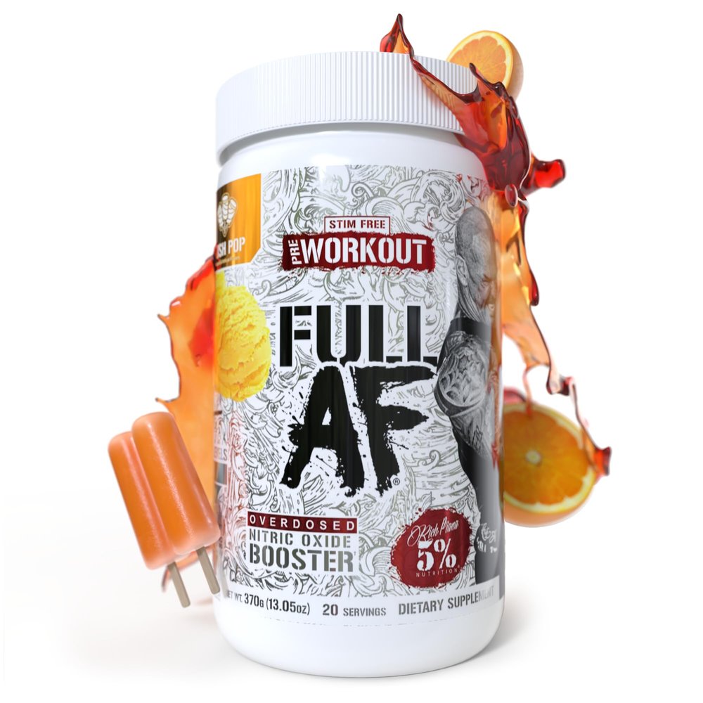 5% Nutrition FullAF Pre-Workout | Stim-Free with Massive Pumps | L-Citrulline, L-Taurine, Nitrosigine, GlycerSize (Push Pop)