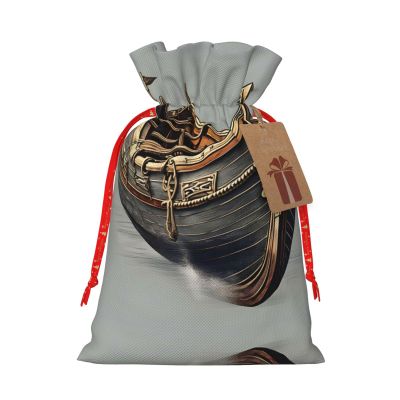 DRTGEDS Old Viking Boats 1pcs Christmas Drawstring Tote 8.3x11.8in,Robust Bag For Gifts And Everyday Used Essentials